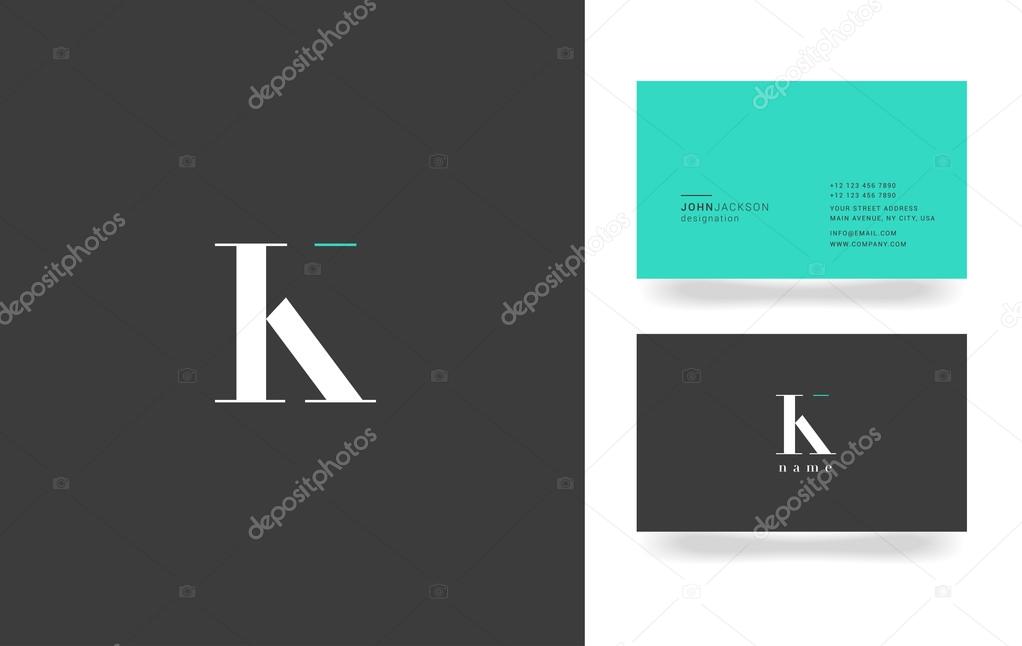 K Letter Logo Icon with Business Cards Template Vector