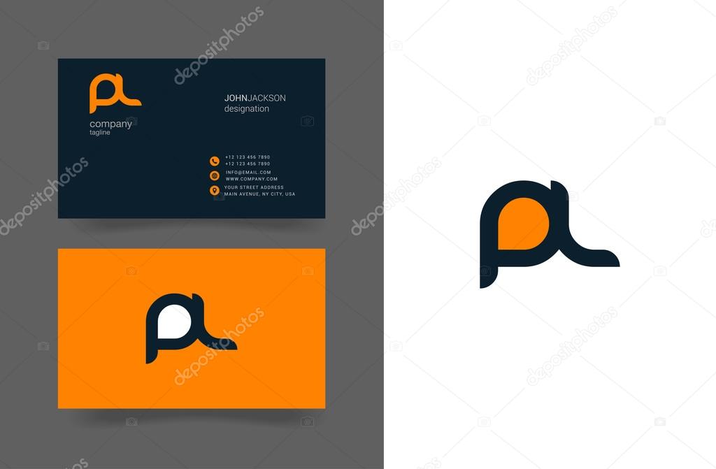 PL Joint Letters Logo with Business Cards Template Vector