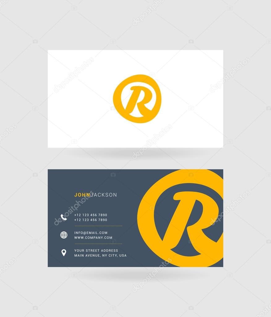 Business cards letter R logo. Vector Template