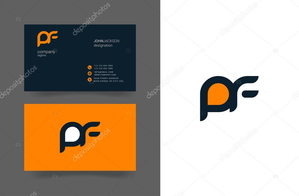 PF Joint Letters Logo with Business Cards Template Vector