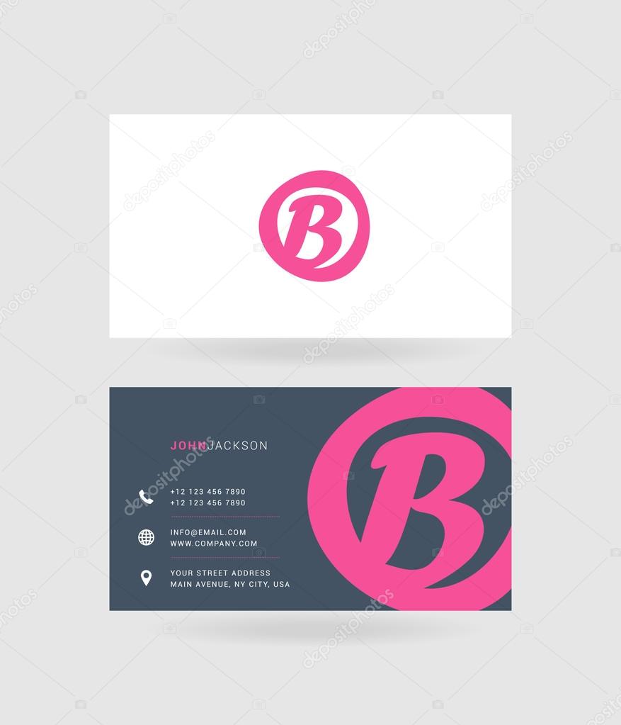 Business cards letter B logo. Vector Template