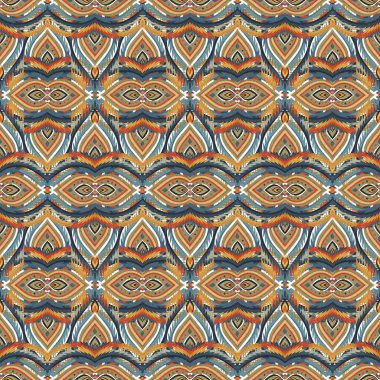 geometrik elementlerle kahverengi ve mavi renklerde kusursuz soyut desen