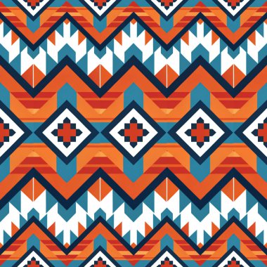 seamless aztec geometric pattern in orange colors.