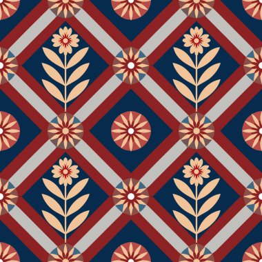 Dekoratif çiçeklerle kusursuz desen