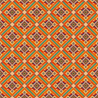 seamless geometric pattern made of bright orange and red squares