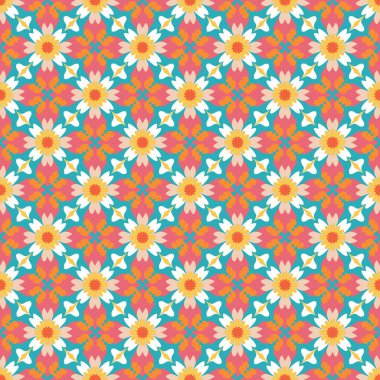 Renkli çiçek desenli.