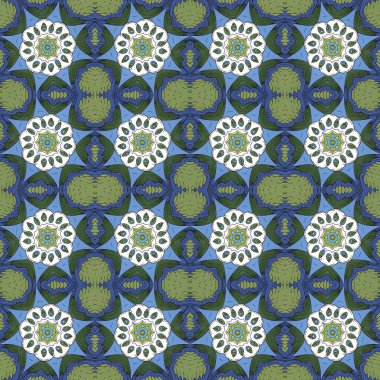 Vektörde mandalas ve geometrik elementlerle kusursuz desen