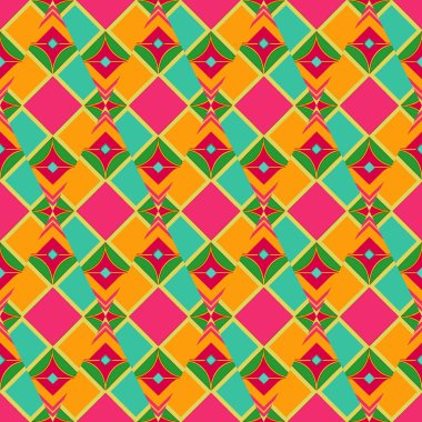 Soyut renkli geometrik şeklin kusursuz geometrik deseni, vektör sanatı