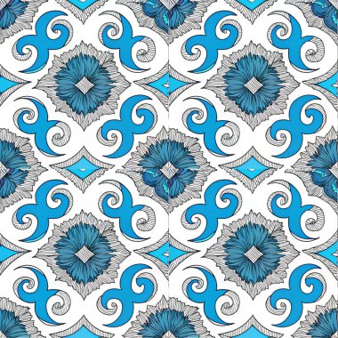 Soyut çiçek elementleriyle kusursuz vektör deseni. vektör illüstrasyonu.