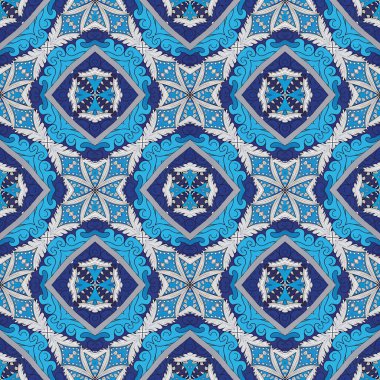 Etnik süslemeli vektörsüz desen. Süslü çiçek dokusu. dekoratif biçim