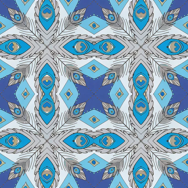 Mavi ve gri renkli süsler. Kusursuz desen.