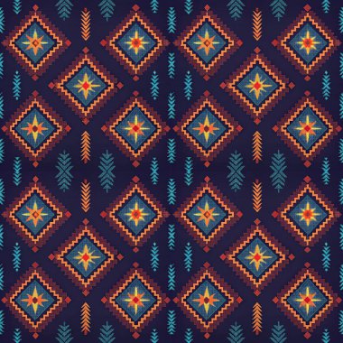 Kusursuz desen. Aztek elementli etnik geometrik arka plan. kabile kumaşı dokusu. vektör resmi