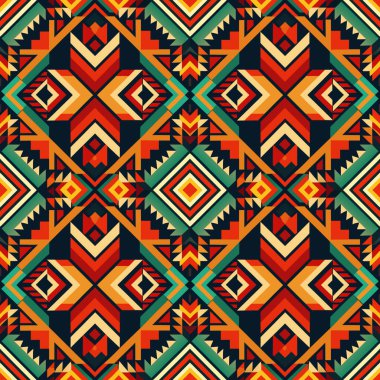 Boho stili ve vektör illüstrasyonunda etniksiz desen.