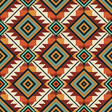 Vektör kusursuz desen. Renkli etnik süs. tekrarlanan geometrik süsleme.