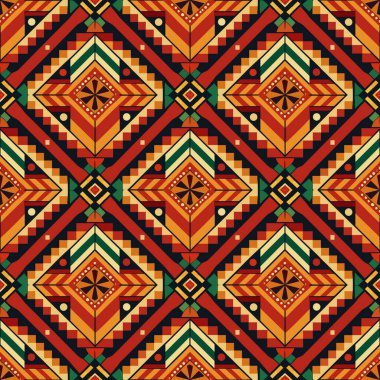 Aztek elementli kusursuz geometrik desen. vektör