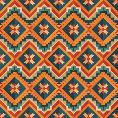 Üçgen şeklinde aztek süslemeli kusursuz geometrik desen..