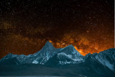 Yıldızlı ve samanyolu güzel gece gökyüzü