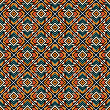 Soyut renkli süslemeleri olan pürüzsüz etnik desen