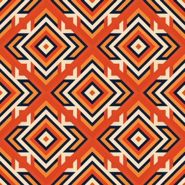 Etnik boho kusursuz desen. Geleneksel süs. Geometrik motif. Tekstil deseni. Kumaş tasarımı, tekstil