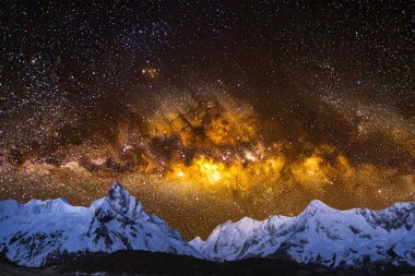 Samanyolu ve gece yıldızlı gökyüzü