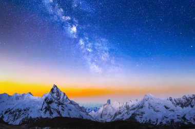 Yıldızlı ve samanyolu gece gökyüzü