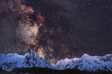 Yıldızlı ve samanyolu güzel gece gökyüzü