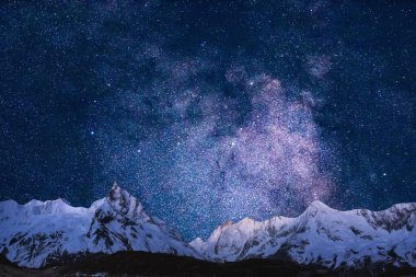 Yıldızlı ve aylı güzel gece gökyüzü