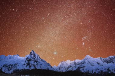 Yıldızlı ve samanyolu güzel gece gökyüzü