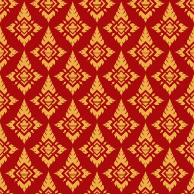 Kırmızı ve sarı elementlerle kusursuz desen