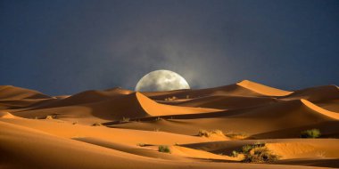 Sahara 'da ay ve çöl