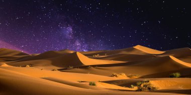 Kum tepeleri olan çöl manzarası