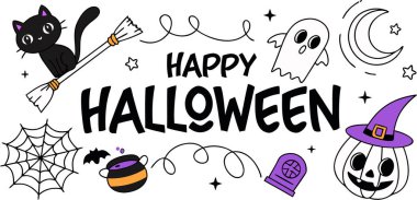 Festive Halloween cartoon for spooky celebrations. Perfect for invitations, decorations, and social media designs.