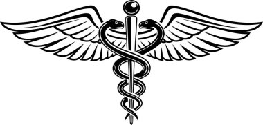 Iconic caduceus tıbbı, iyileştirmeyi ve sağlık hizmetini sembolize eder. Tıp kurumları ve sağlık uzmanları için mükemmel..