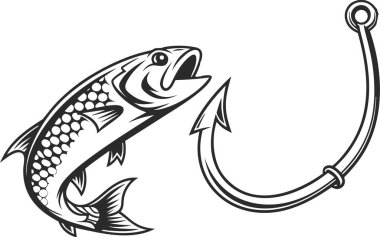 Balık tutanlar, açık hava maceraları ve resimli tasarımlar için çarpıcı bir grafik. Aslen ölçeklenebilir bir vektör.