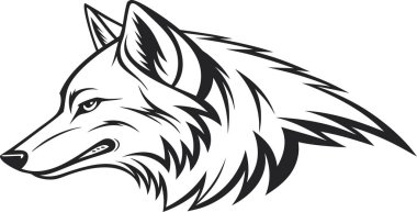 Güçlü kurt kafası tasarımı. Güç, vahşilik ve sadakati çağrıştırıyor. Logolar, amblemler ve çarpıcı görsel açıklamalar için ideal.