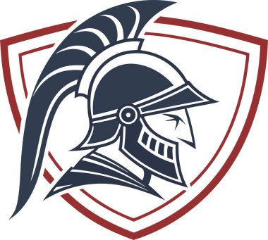 Güçlü Spartalı savaşçı kalkanla simgelenmiş, güç ve koruma taşıyor. Spor, güvenlik ve markalaşma için ideal logo.