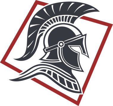 Güçlü Sparta miğferi amblemi. Spor takımları, oyun ve markalaşma için harika. Güçlü, tarihi bir görsel arayış..