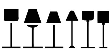 Modern iç tasarım projeleri için minimalist lamba simgeleri. Işıklandırma ve ev dekorasyonu kavramları için mükemmel.