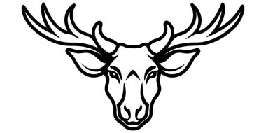 Çarpıcı geyik başı çizimi, doğa temalı tasarımlar, markalaşma ya da açık hava hissi veren logolar için mükemmel..