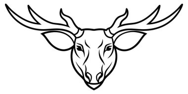 Boynuzlu görkemli geyik kafası. Doğa, avcılık veya kırsal temalı tasarımlar, logolar, amblemler ve dekorasyonlar için harikadır..