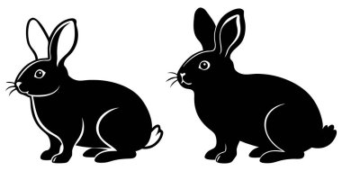 Paskalya tasarımları, bahar projeleri ve çocuk çizimleri için harika bir siluet. Neşeli ve kaprisli.