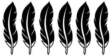 Zarif siyah tüy siluetleri, özgürlük, yaratıcılık ve organik tasarımı kutlayan projeler için mükemmel bir doğal zarafet dokunuşu sunar..