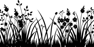 Tasarımlarınız için güzel çiçekli siluetler! Doğal çayır, bahar, yaz hisleri. Markalaşma, dekor ve daha fazlası için harika..