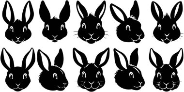 Sevimli tavşan siluetleri neşeli, neşeli bir dokunuş ekliyor. Paskalya tasarımları, el sanatları ve bahar kutlamaları için mükemmel..