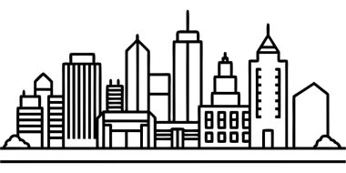 Parlak şehir silueti modern tasarımlar için mükemmel. Temiz, minimalist şehir görüşü logolar ve yaratıcı görseller için ideal.