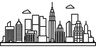 Göz alıcı minimalist ufuk çizgisi. Modern tasarımlar, mimari projeler ve kentsel temalı yaratıcı çalışmalar için ideal.