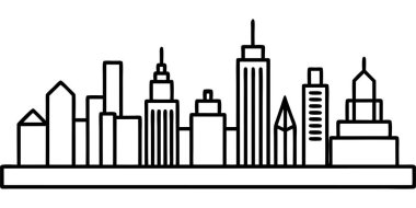 Kalın şehir silüeti, kentsel planlama için mükemmel, mimari tasarım, ya da basit modern grafik ihtiyaçları, büyüme ve ilerleme iletimi