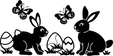 Paskalya kartları, davetiyeler ve mevsimlik tasarımlar için büyüleyici tavşanlar, kelebekler ve süslü yumurtalarla baharı kutlayın..