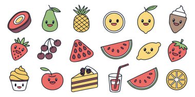 Tuhaf meyve karakterleri projelerinize gülümseme getiriyor. Sağlıklı beslenme kampanyaları ve eğlenceli, canlı tasarımlar için ideal..