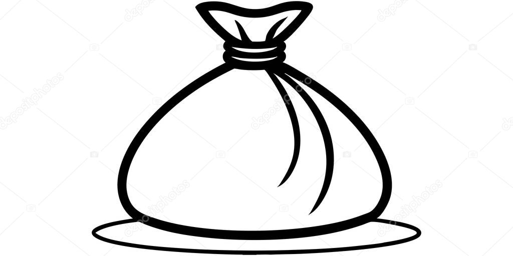 Bold, minimalist sack illustration hinting at secrets, rewards, or treasures. Ideal for games, logos, and creative projects.